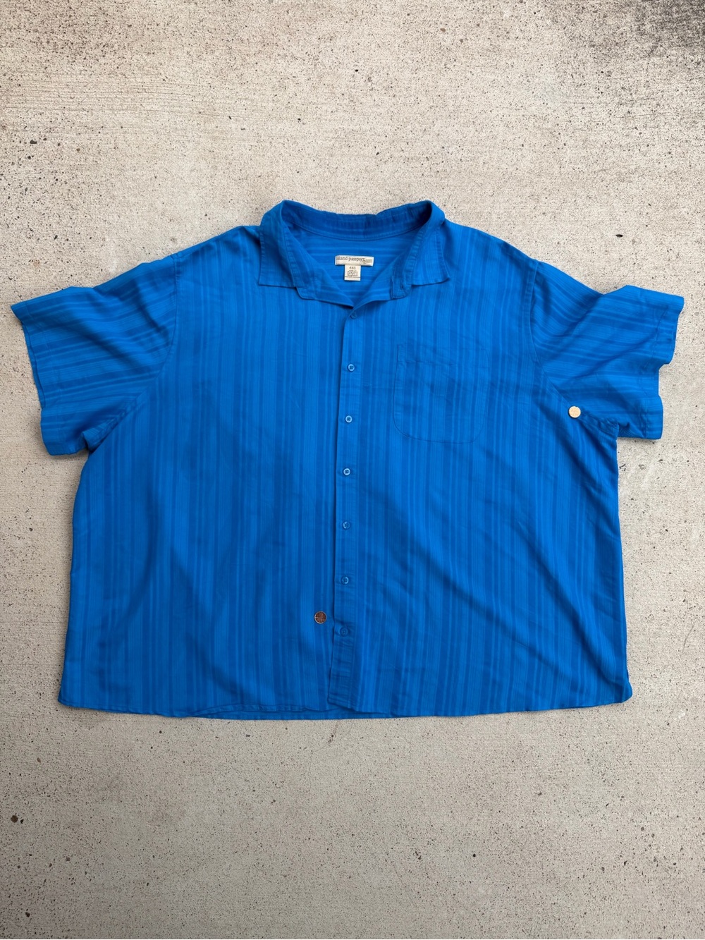 Island Passport 4XL Blue Casual Shirt Big Tall Textured Flawed